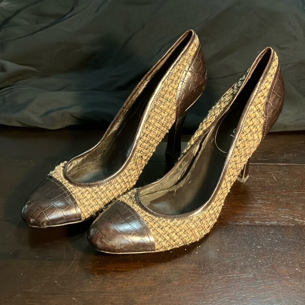 Nine West Brown Tweed High Heeled Pumps